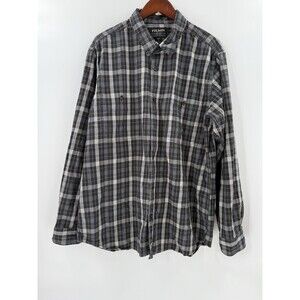 Filson Button Up Shirt Men's XLARGE Long Black/Mustard Plaid Cotton Pockets
